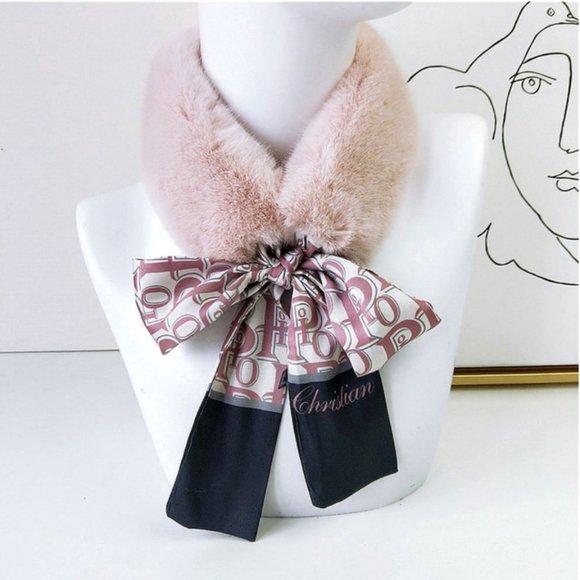 Accessories - 2020 Elegant Skinny Silk Faux Fur Scarf